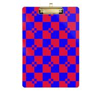 Buffalo Plaid Violet Crimson Acrylic Automotive Clip Board Standard Letter A4 Size Plastic for Police Office Nurse Football Coaches Gold 12x9in Tabla para escribir con Clip
