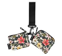 Buffalo Plaid Wildflower Floral Women's Card Cases Change Holder Mini Fashion Business Card Holder with Zipper Coin Pocket for Daily Use 2 Packs de credito para Hombre
