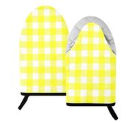 Buffalo Plaid Yellow Oven Mitts Short Kitchen Oven Gloves