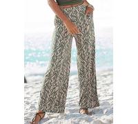 Buffalo Printed Wide Leg Jersey Trousers Khaki Print