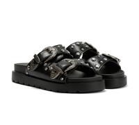 (6) Buffalo Raya Ari West Vegan Womens Slide Sandals in Black