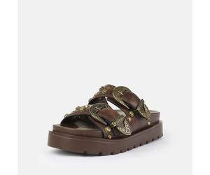 Buffalo Raya Ari West Leather Womens Brown Sandals - Size UK 6.5