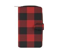 Buffalo Scottish Tartan Plaid Checkered Cute Long Wallets Large Capacity Wallet Buckle Handbag Blocking Clutch Handbag for Bill Cash Coin Card Key Purse