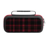 Buffalo Scottish Tartan Plaid Checkered Red Carrying Case Compatible with Switch Hard Travel Storage Bag with 20 Game Card Slots
