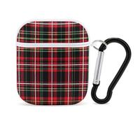 Buffalo Scottish Tartan Plaid Checkered Red Earbuds Case for Airpods 1 2 Accessories Hard Earphones Cover with Keychain
