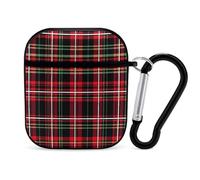 Buffalo Scottish Tartan Plaid Checkered Red Earbuds Case for Airpods 1 2 Accessories Hard Earphones Cover with Keychain