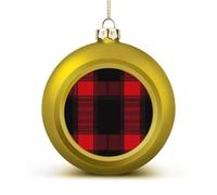 Buffalo Scottish Tartan Plaid Checkered Red Shiny Christmas Ball Ornaments for Xmas Tree Hanging Balls Holiday Party Decoration 2PCS