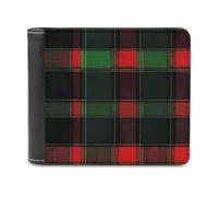 Buffalo Scottish Tartan Plaid Red Green Bi-fold Men's Wallets with 6 Card Slots Slim Travel Purse Leather Money Clip