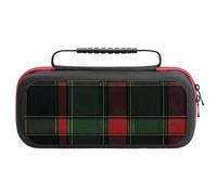 Buffalo Scottish Tartan Plaid Red Green Carrying Case Compatible with Switch Hard Travel Storage Bag with 20 Game Card Slots
