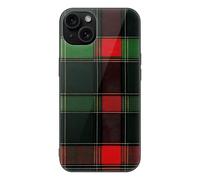 Buffalo Scottish Tartan Plaid Red Green Cell Phone Case Compatible with iPhone 15/15 Plus/15 Pro/15 Pro Max Glass Back Protective Shell