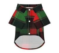 Buffalo Scottish Tartan Plaid Red Green Dog Shirts Summer Pet Clothes Comfort T-Shirts Short Sleeveless Top for Cats Dogs S