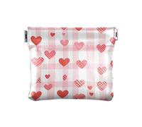 Buffalo Simple Line Art Heart Shape Valentine's Day Women's Leather Coin Change Purse Portable Clasp Wallet Card Holder for Woman Girl