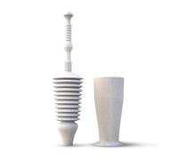 Buffalo Snake Toilet Plunger with Holder - Heavy Duty, Double Thrust, Powerful Pump - Bellow Design for Max Force - for Low Flow, Elongated & Square Bottom Loos - Grey