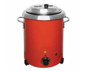 Buffalo Soup Kettle in Red with Handles Uses Bain Marie Style Wet Heat - 5.7 L