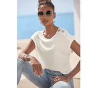 Buffalo T-Shirt with Decorative Buttons Cream