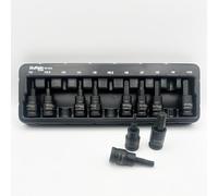 Buffalo Tools 11pcs 3/8 inch Hex Impact Socket Bit Set H2-H10 Allen Key, Durable Vanadium Steel, Rust Resistant Finish, 2mm-10mm Tool Set with Storage Tray