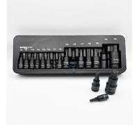 Buffalo Tools 15pc Torx Star Bit Sockets Set T6-T70, Durable Vanadium Steel, Rust Resistant Finish, Tool Set with Storage Tray TRX-Star 1/4, 3/8, 1/2 Inch, Mixed Drive TRX