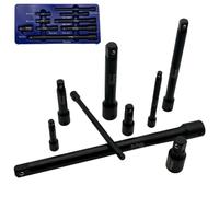 Buffalo Tools 9pc Impact Extension Bars Set 1/2" 3/8" 1/4" 45mm to 250mm for Sockets