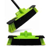 Buffalo Tough 18'' PVC Yard Broom for Outdoor, Construction, Garden & Inustrial Use | Scraper Blade for Stubborn Dirt| Heavy Duty Plastic Soft & Stiff Bristles | Metal Handle with Foam Grip