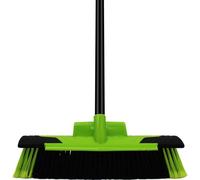 Buffalo Tough 18'' PVC Yard Broom for Outdoor, Construction, Garden & Inustrial Use | Scraper Blade for Stubborn Dirt| Heavy Duty Plastic Soft & Stiff Bristles | Metal Handle with Foam Grip