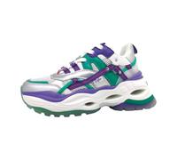 Buffalo Triplet Hollow Women's Lace-Up Sporty Trainers Low, Silver Green Purple, 5 UK