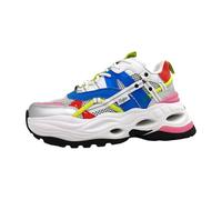 Buffalo Triplet Hollow Women's Shoes Lace Up White Casual Shoes, White Blue Pink, 7 UK