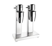 Buffalo Twin Head Milkshake Mixer Stainless Steel CY423 | Includes two mixing cups; quiet 15,000rpm motor blends drinks quickly with suction feet for stable commercial use.