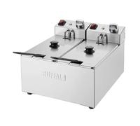 Buffalo Twin Tank Twin Basket 2x3Ltr Countertop Fryer 2x2kW - Kitchen Commercial Stainless Steel Double Deep Fat Fryer Machine for Chips French Fries Donuts CU615