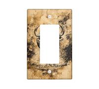 Buffalo Watercolor Light Switch Cover Plates/Outlet Covers, Rustic Brown Wildlife for Home Decor, Thermoplastic Wall Plates, Standard Size Single Rocker