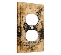 Buffalo Watercolor Light Switch Cover Plates/Outlet Covers, Rustic Brown Wildlife for Home Decor, Thermoplastic Wall Plates, Standard Size Single Duplex Outlet