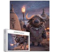 Buffalo Wearing a Totem Cloak 1000 Piece Jigsaw Puzzles for Adults Halloween Mystery Art Jigsaw Puzzle Colorful DIY Puzzles for Home Decoration Gifts Family Puzzle Perfect for Game Nights 50×70cm