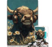 Buffalo Wearing Headphones JigsawPuzzle 1000 Pieces for Teenagers,Challenging To Complete But Fun And Humorous Birthday Present,Gifts,Wall Art (38x26cm)