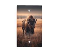 Buffalo Wildlife Light Switch Cover Plates, Rustic Brown Bison Design for Home Decor, Thermoplastic Wall Plates, Standard Size Blank Cover Plate
