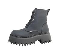 Buffalo Women’s ASPEN LACE UP WARM Combat Platform Ankle Boots Black Vegan Nappa with Insulated Lining - Black 3