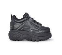 Buffalo Women's 1339-14 Platform Chunky Lace-Up Sneakers Vegan Box Leather in Black | Size: 4 Buffalo Black 4