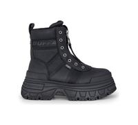 Buffalo Women's Fusion Front Zip Platform Combat Boots Vegan Nappa in Black | Size: 4 Buffalo Black 4