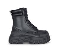 Buffalo Women's Fusion Lace Up Mid Vegan Nappa Mid-Ankle Platform Boots in Black | Size: 6.5 Buffalo Black 6.5