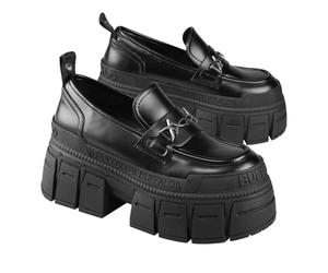 Buffalo Women's Platform Shoes Gospher Loafer Tribal, black, 8 UK