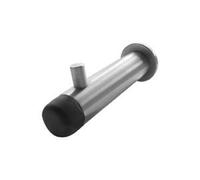 Buffered Projection Door Stop with Hook - Satin Stainless Steel