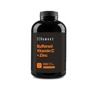 Buffered Vitamin C with Zinc Bisglycinate - 1000 mg Vitamin C + 10 mg Elemental Zinc per Daily Serving (2 Capsules) - Neutral pH, Gentle on The Stomach - for The Immune System - Vegan