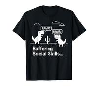 Buffering Social Skills Funny Dinosaur Gamer Introvert T-Shirt