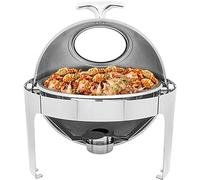 Buffet Food Heater - Food Insulated Plate, Food Insulated Buffet, Stainless Steel Plate With Glass, Hot Pot Set Catering Buffet Heater,. Hot Pot Buffet Set,Soup Stove With Visible Lid-4.5L (Visual Cov