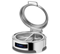 Buffet Food Warmer with Visual Glass & Stainless Steel Handle, Adjustable Temperature Chafing Dishes for Parties, Weddings, Banquets, Hotel Catering - Table Serving Solution