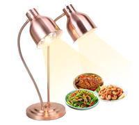 Buffet Food Warming Lamp, Portable Electric Heating Lamp with 360° Flexible Hose, Adjustable Height & Independent Switch, Standing Buffet Heater for Kitchen Restaurant Hotel Rose gold Double head