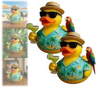 Buffet Memorial Duck For Tropical Music Tribute Duck,Beach Themed,Decorative Collectible Duck,Collectible Hand-Painted Rainforest Bird Parrot Ducks Figure,Party Decor Gifts,1pcs