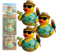 Buffet Memorial Duck For Tropical Music Tribute Duck,Beach Themed,Decorative Collectible Duck,Collectible Hand-Painted Rainforest Bird Parrot Ducks Figure,Party Decor Gifts,3pcs