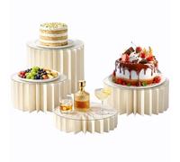 Buffet Risers 4 Pcs Food Display Risers w/Mini Signs & a Pen Acrylic Cardboard Cake Catering Dessert Jewelry Figures Show Collectibles Table Decor Display Stand 8x6x4x3 Inch Cube Showcase Shelf Boxes