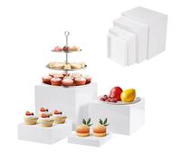 Buffet Risers Acrylic 4Sizes Food Risers for Buffet Table 5''x6''x7''x8'' Cube Storage Boxes Cupcake Dessert Display Stands with Bottoms for Weddings Parties White Catering Jewelry Collectibles