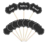 Buffet Signs for Labelling + Flags Message Board (Pack of 50) for Party/Cake/Food - Black Cheese Marker & Reserved Signs Set with Writable Flag Marking
