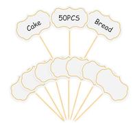 Buffet Signs for Labelling + Flags Message Board (Pack of 50) for Party/Cake/Food - White Cheese Markers & Reserved Signs Set with Writable Flag Marking